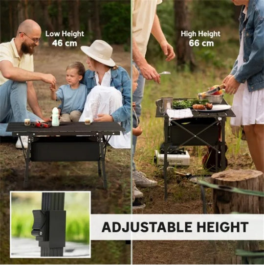 Portable Aluminum Folding Table – Adjustable Height Camping & Outdoor Table