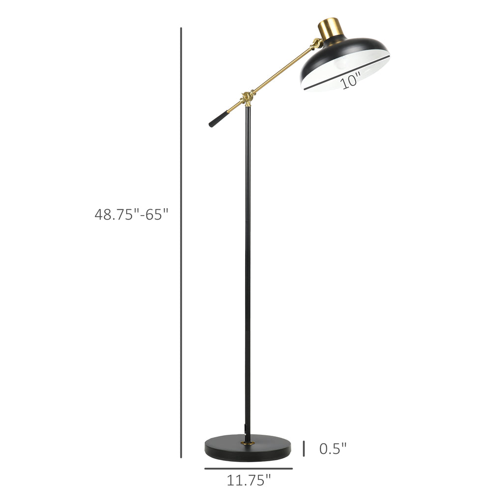 Adjustable Arc Floor Lamp – Industrial Black & Gold Living Room Light