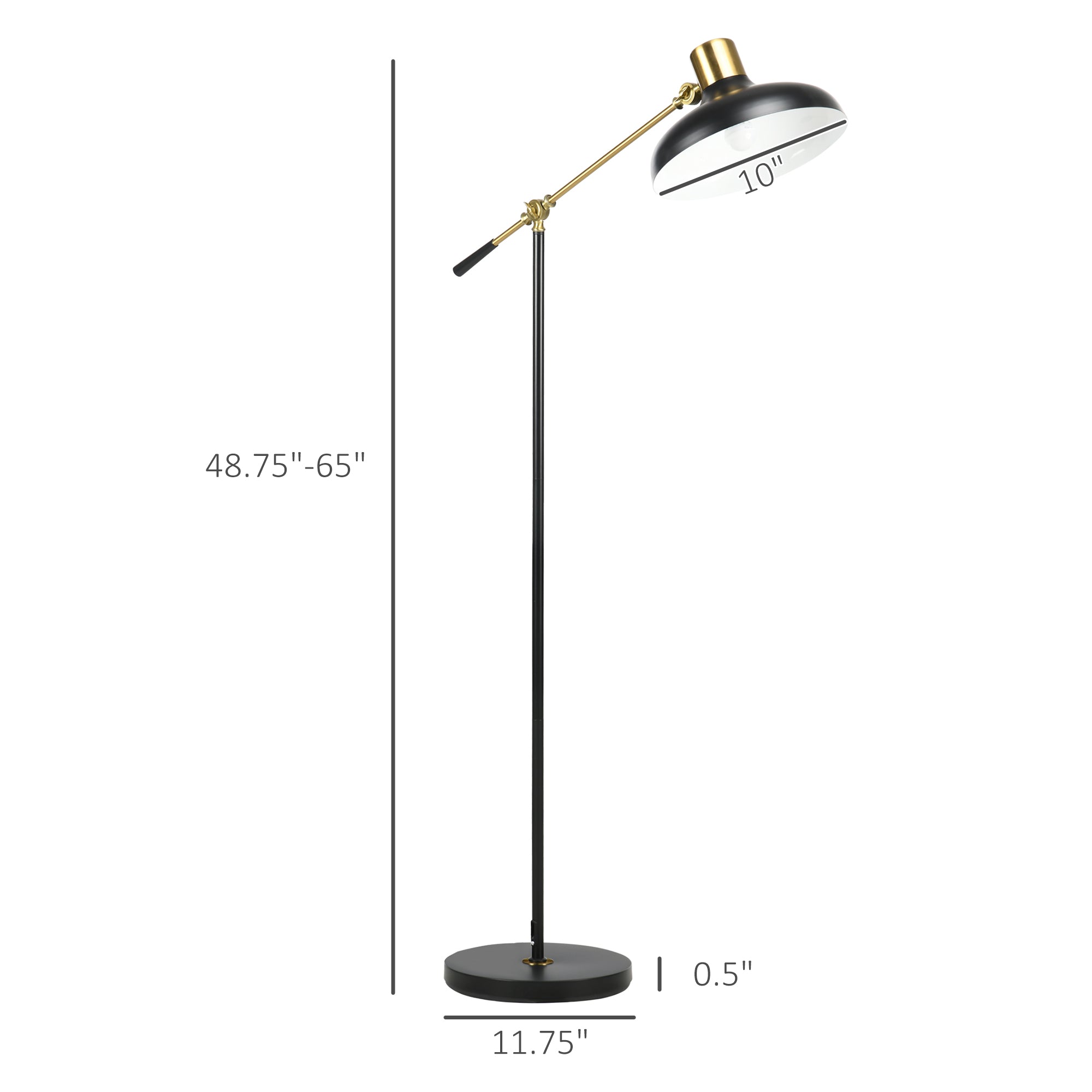 Adjustable Arc Floor Lamp – Industrial Black & Gold Living Room Light