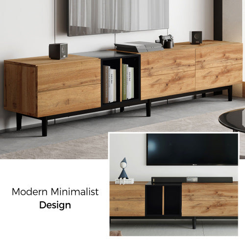 Modern TV Stand for 80" TVs – 76.8" Wide Entertainment Console with Storage