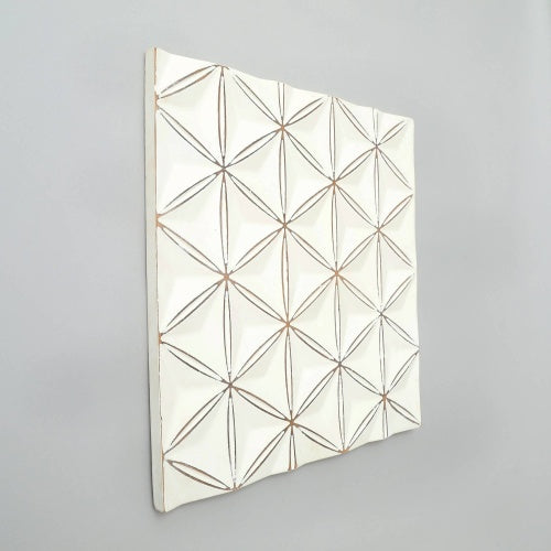 Handcrafted White Square MDF Wall Decor – 16"x16" Elegant Home Accent