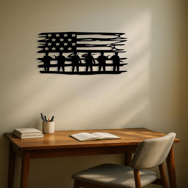 American Flag Metal Wall Art – Rustic Patriotic Home & Outdoor Decor