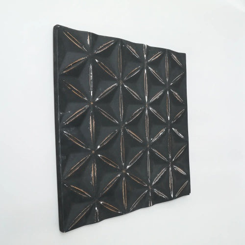 Handcrafted Black Square MDF Wall Decor – 16"x16" Elegant Home Accent