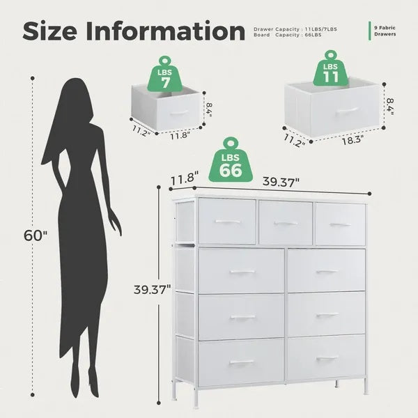Tall White Dresser with Drawers – Bedroom Storage Cabinet