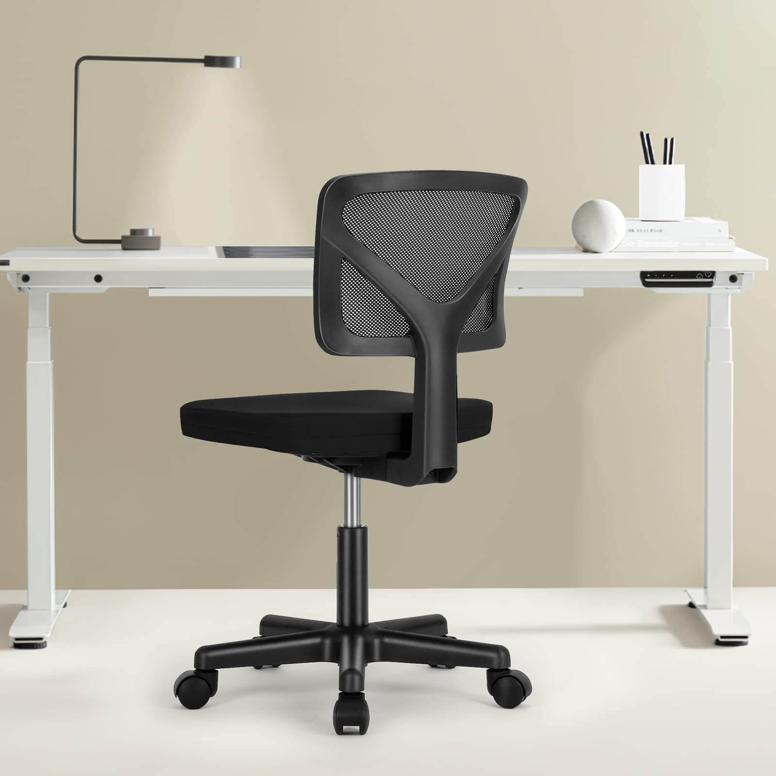 Low Back Mesh Armless Office Chair – Swivel Desk Chair with Height Adjustment