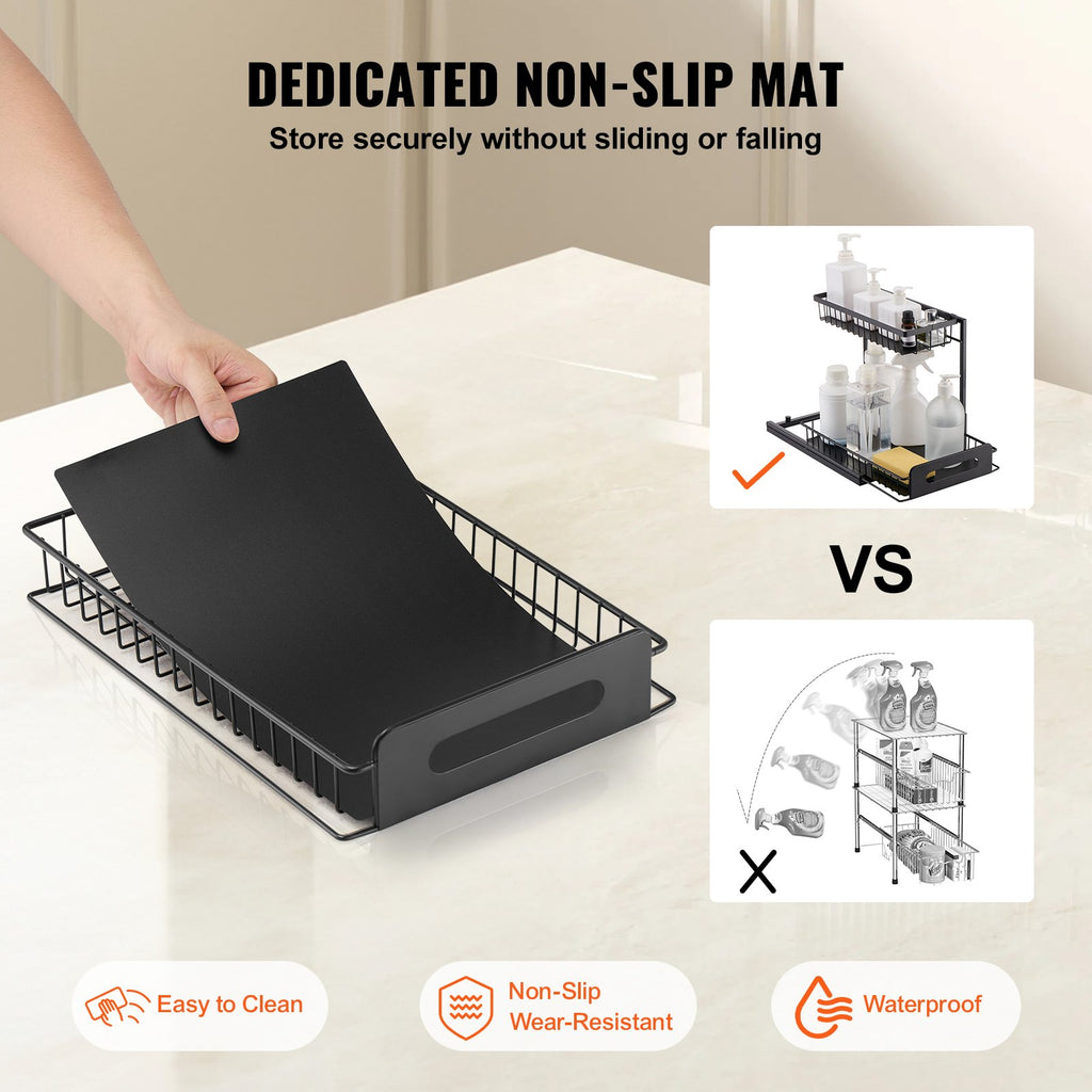 2-Tier Pull-Out Under Sink Cabinet Organizer – Sliding Storage for Kitchen & Bathroom