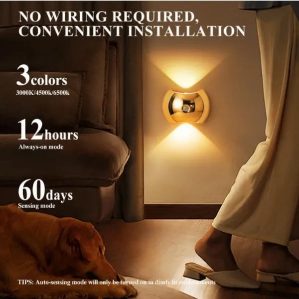 Rechargeable LED Wall Sconce – Motion Sensor, 3 Color Modes, Magnetic Mount (2-Pack)