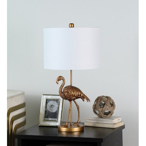 Matte Gold Flamingo Resin Table Lamp – 26" Decorative Bedside Light