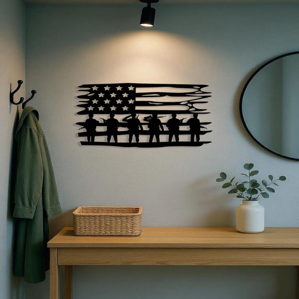 American Flag Metal Wall Art – Rustic Patriotic Home & Outdoor Decor