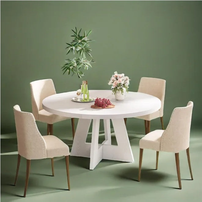 Modern White Dining Table – Seats 4, Compact Kitchen & Dining Room Table