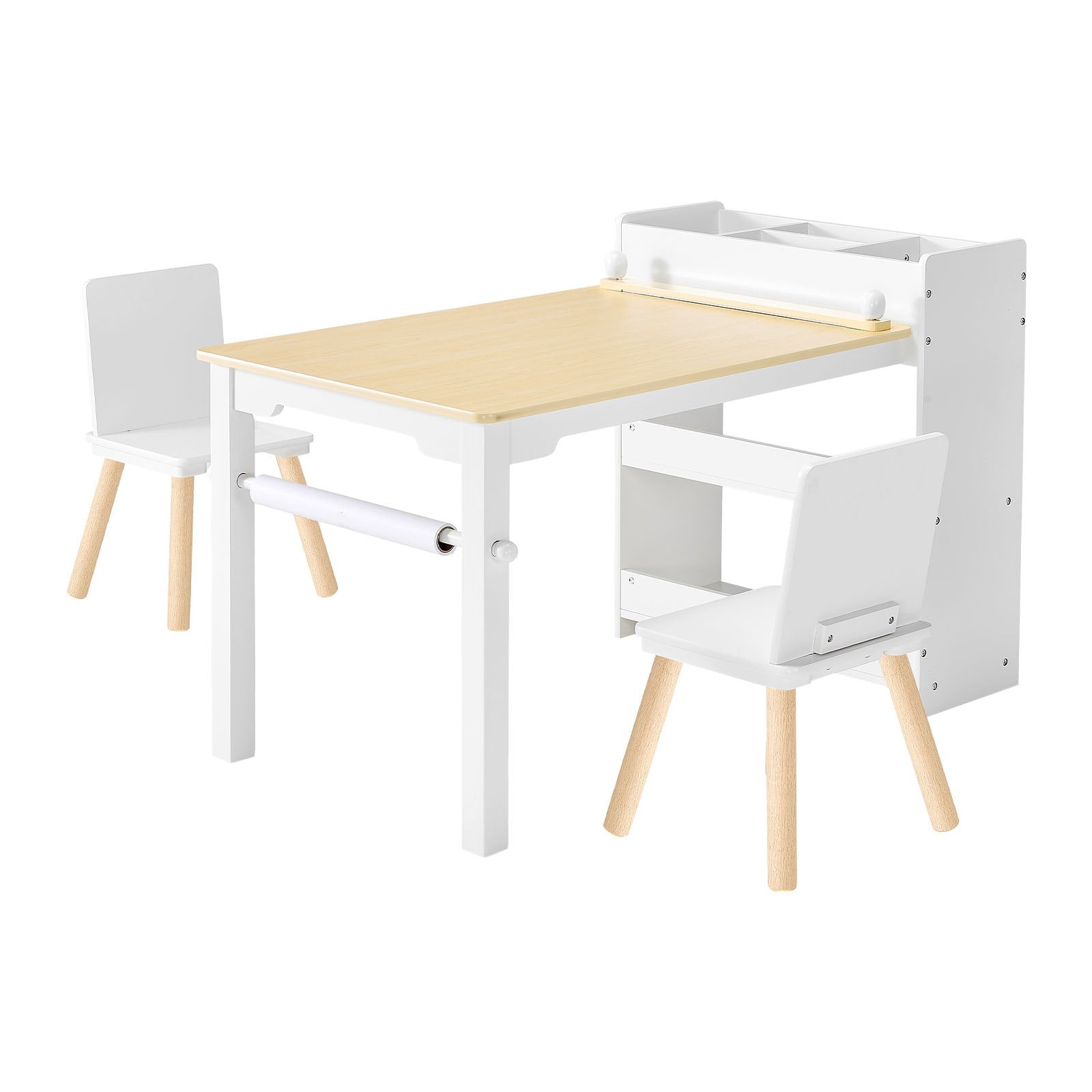 Kids Art Table & Chair Set – Toddler Craft Table with 3-Tier Storage