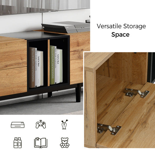 Modern TV Stand for 80" TVs – 76.8" Wide Entertainment Console with Storage