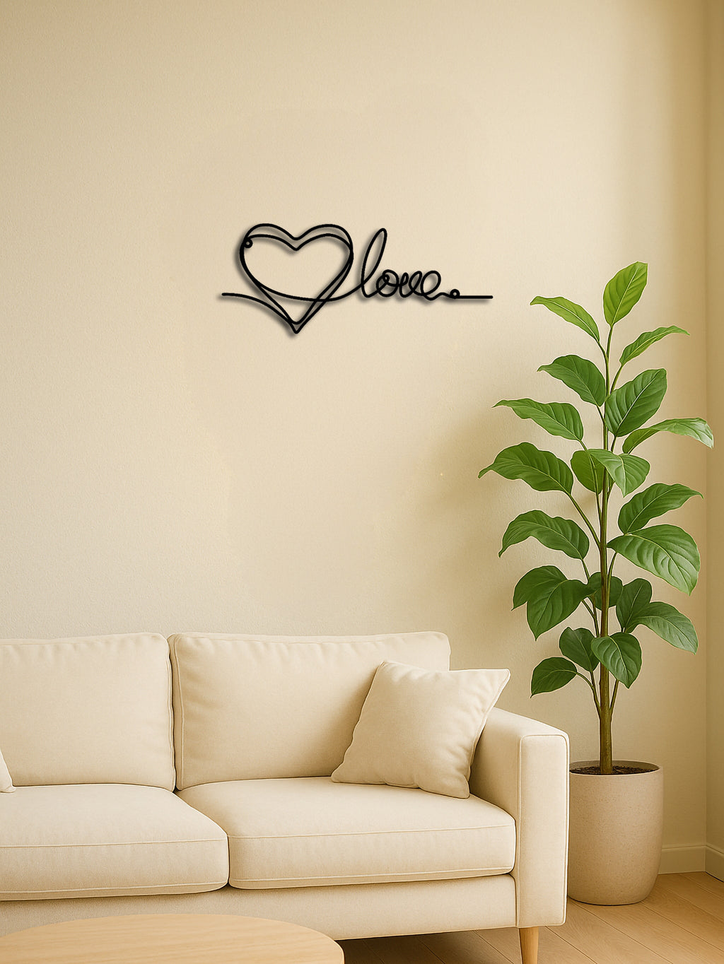 Metal Heart Wall Art – Minimalist Love Line Art Pendant Home Decor