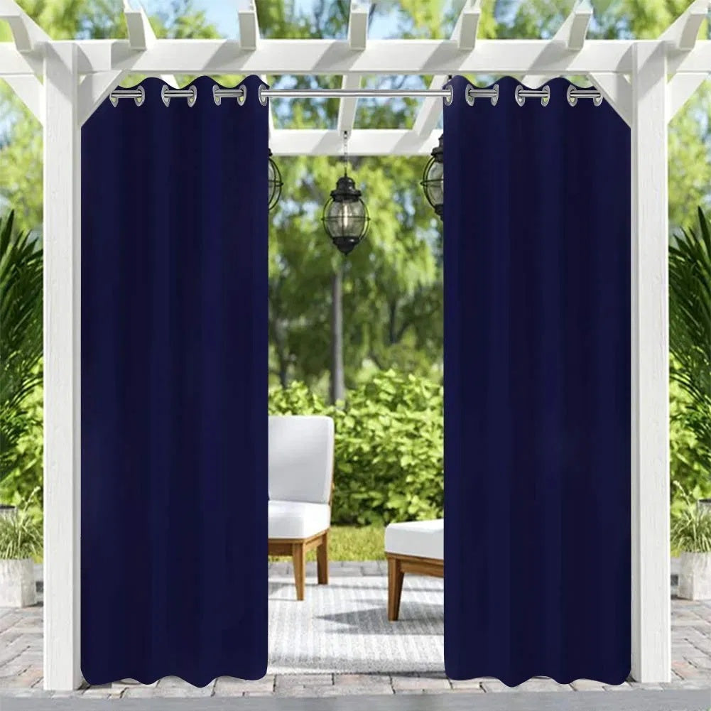 Outdoor Curtain Panel – 50"x96" Dark Blue Grommet Porch & Pergola Curtain