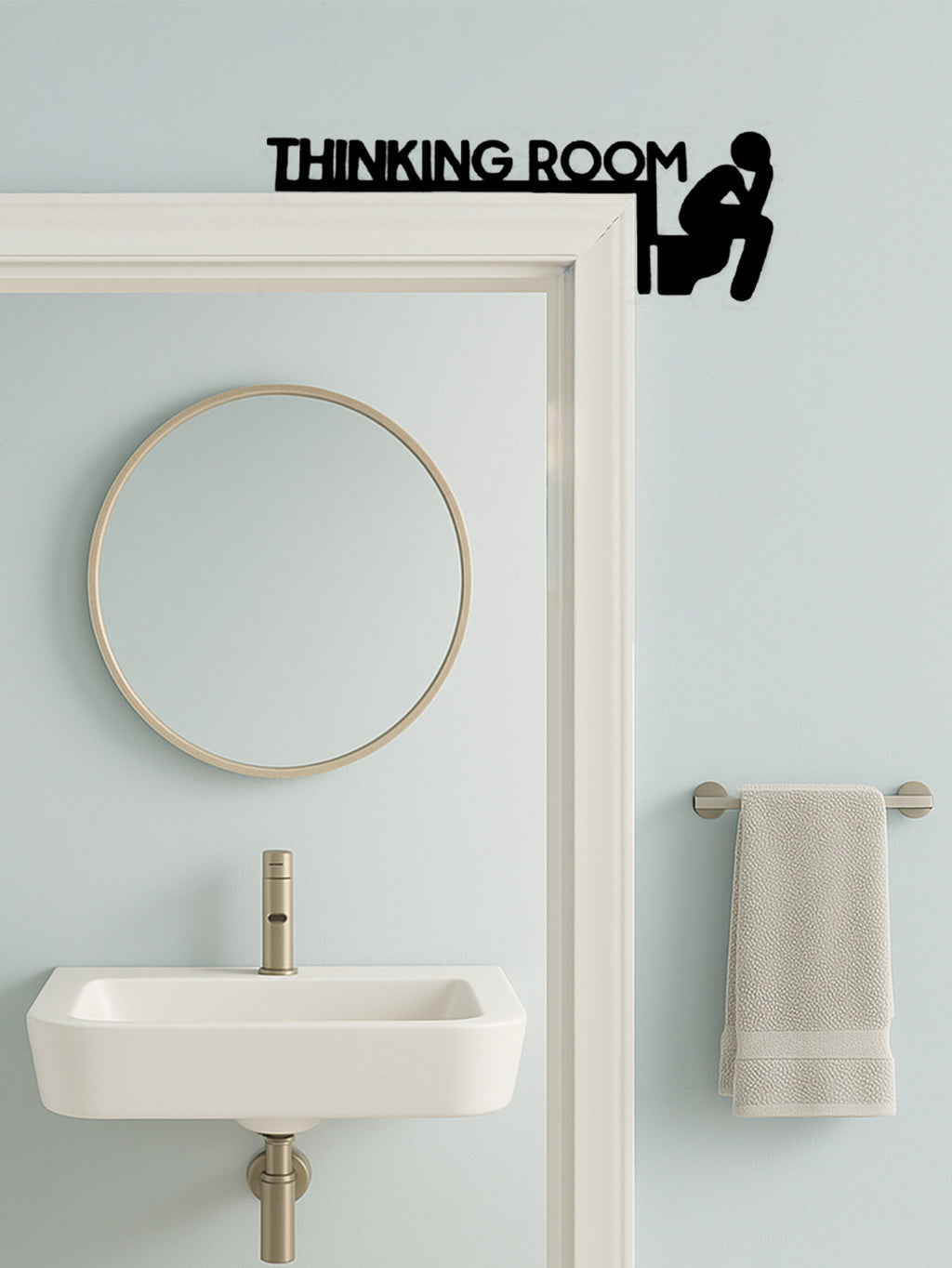 Modern Metal Bathroom Door Sign – Stylish Restroom Wall Sculpture