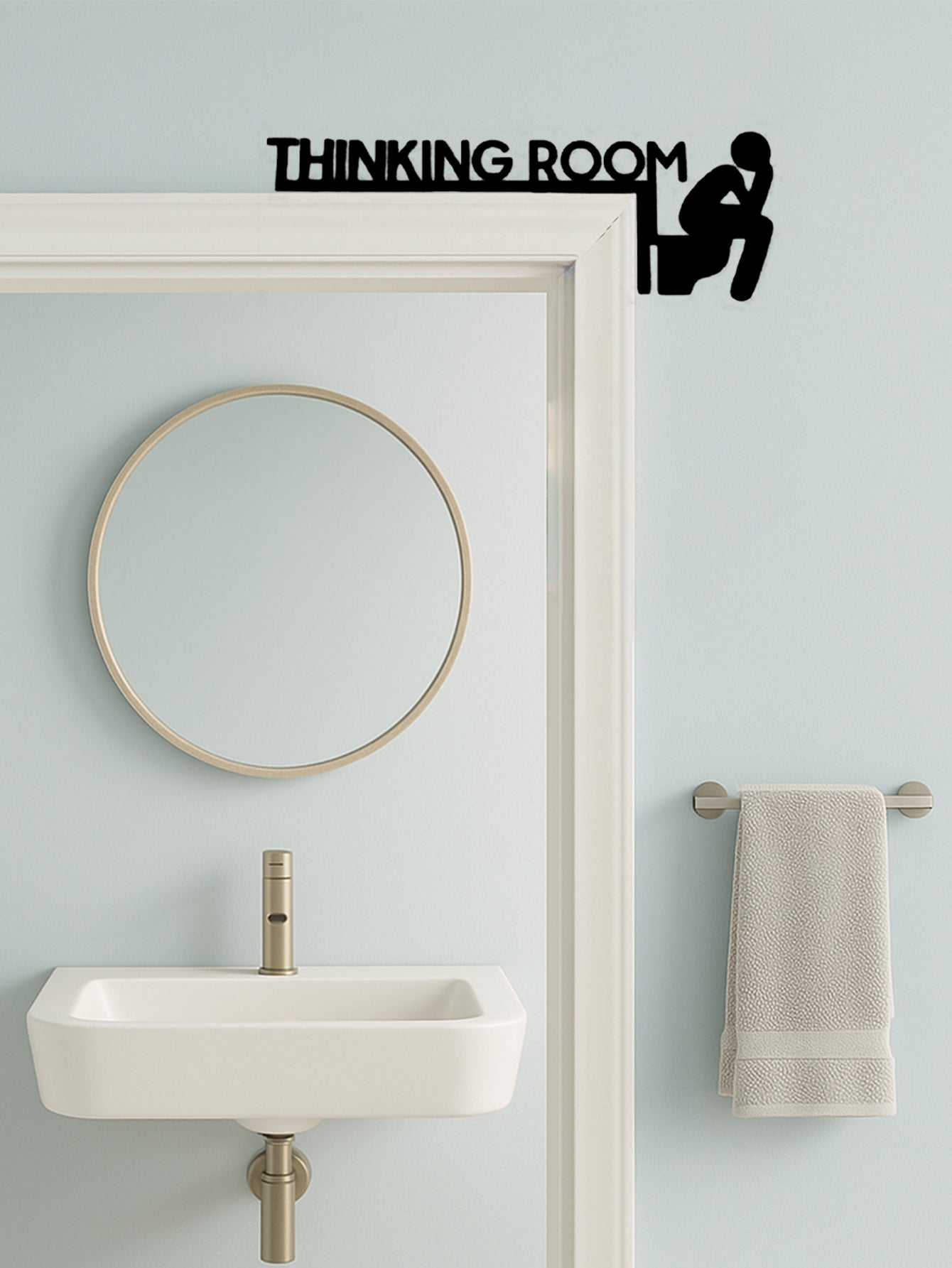 Modern Metal Bathroom Door Sign – Stylish Restroom Wall Sculpture