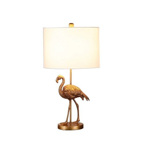 Matte Gold Flamingo Resin Table Lamp – 26" Decorative Bedside Light