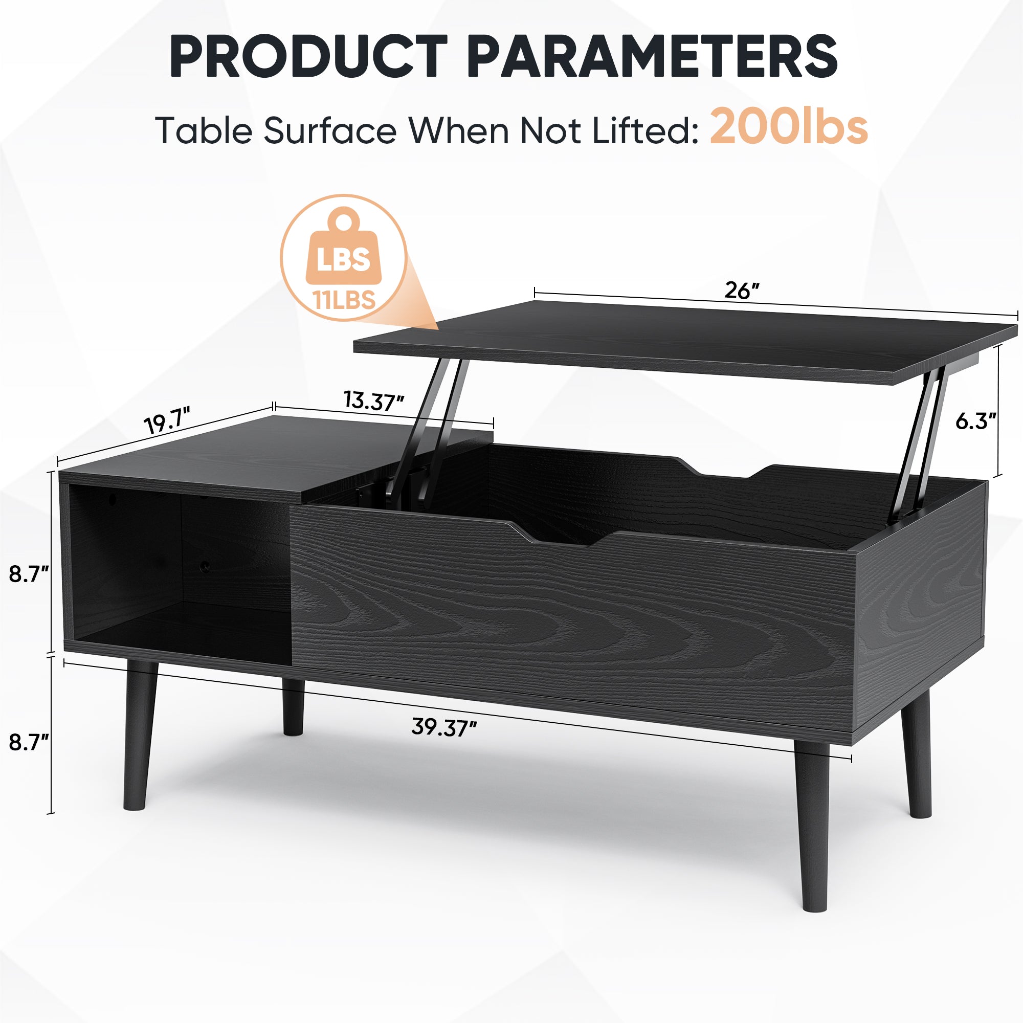 Lift-Top Coffee Table with Hidden Storage – Modern Living Room Table