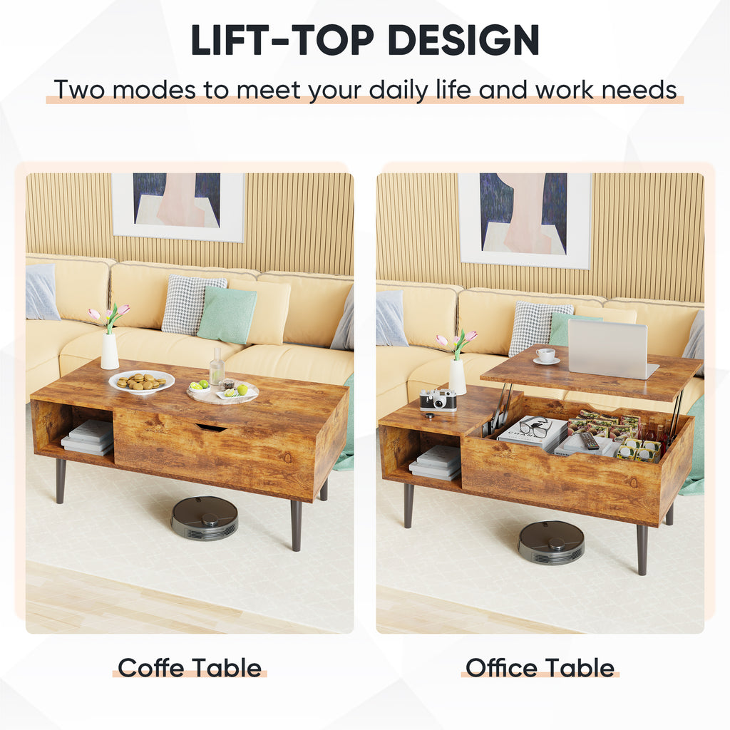 Lift-Top Coffee Table with Hidden Storage – Modern Living Room Table