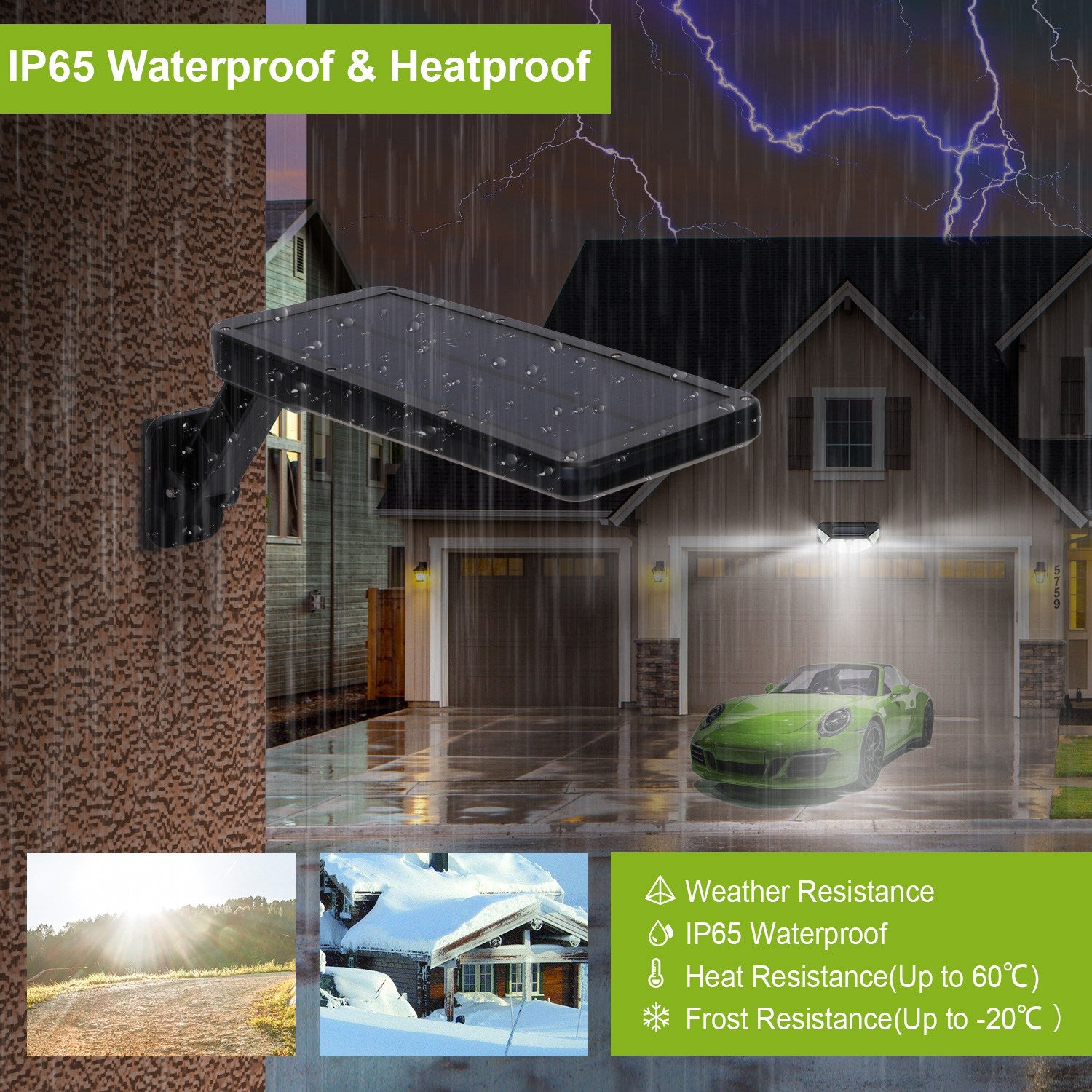 60-LED Solar Outdoor Security Light – Motion Sensor, Waterproof & Remote Control