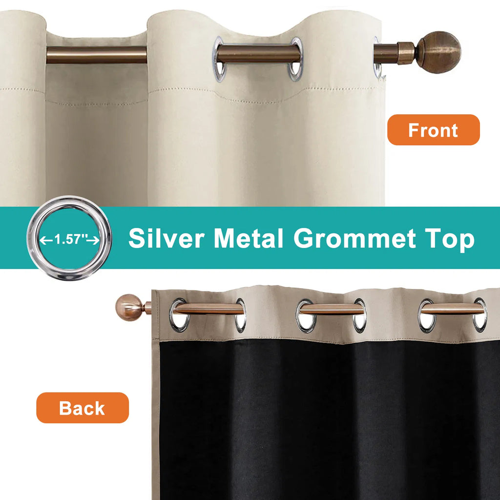 Blackout Curtains – Set of 2 Thermal Insulated Grommet Panels (52"x63")