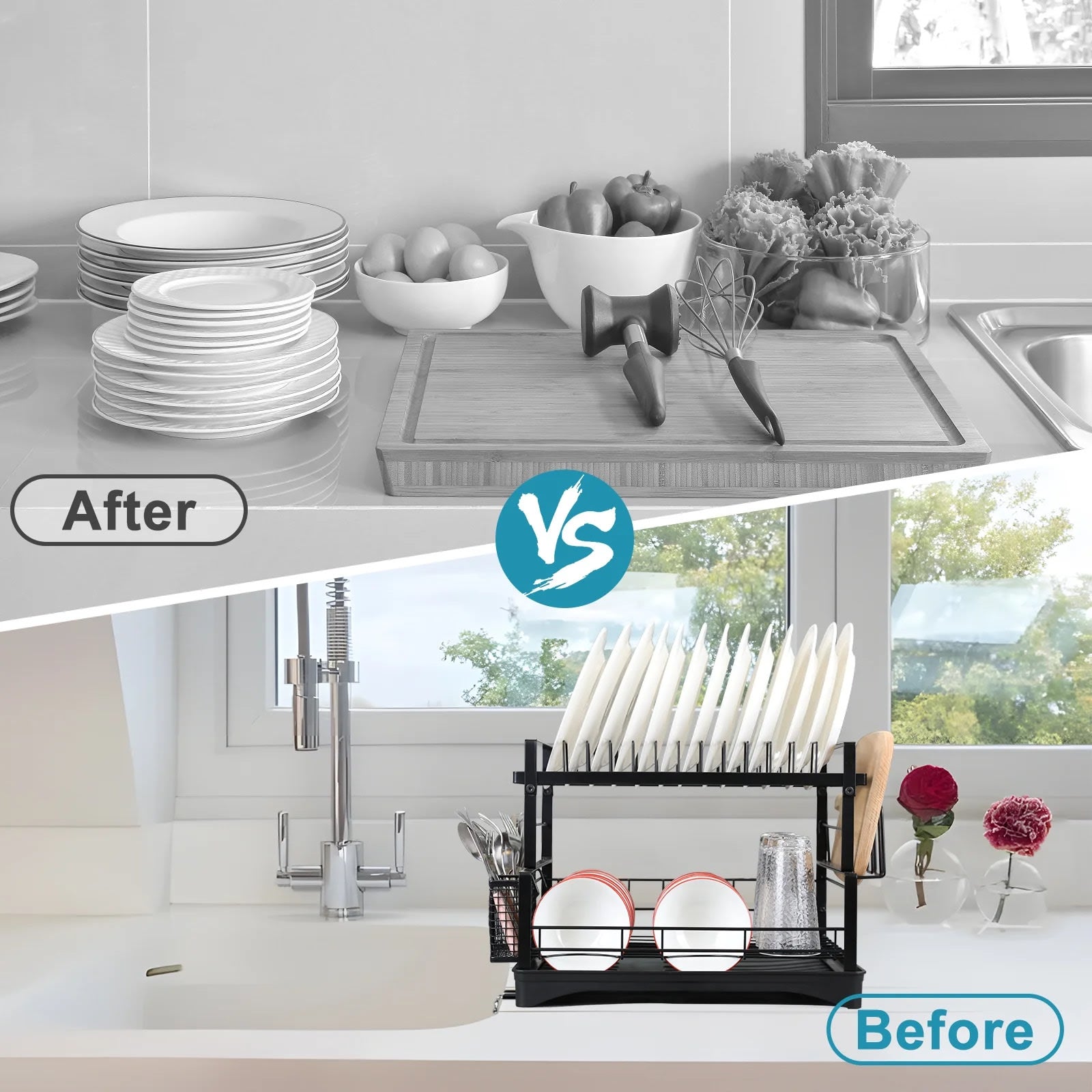 8-Tier Pot & Pan Organizer with Dish Drying Rack – 3-in-1 Kitchen Storage