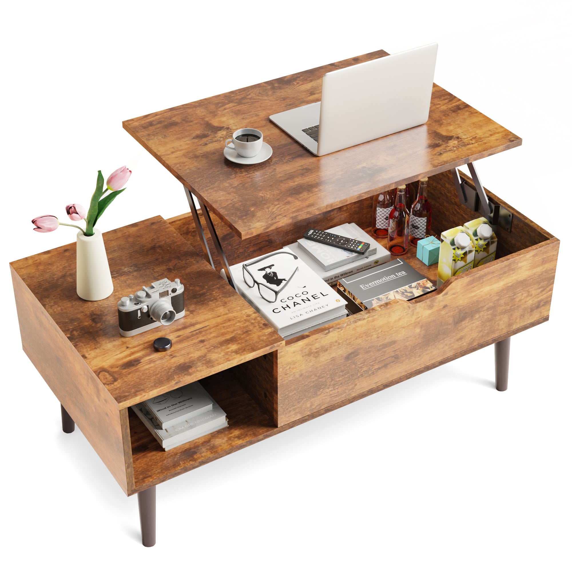 Lift-Top Coffee Table with Hidden Storage – Modern Living Room Table