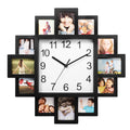 Photo Frame Wall Clock – 12-Opening Picture Collage Display