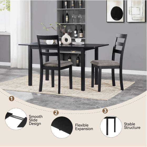 59" Extendable Dining Table – Seats 4–8, Modern Wood Kitchen & Office Table
