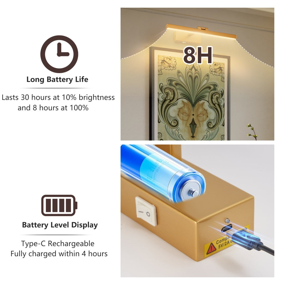 Aurelius™ 16" Brushed Gold LED Vanity Light – Modern Bathroom Fixture