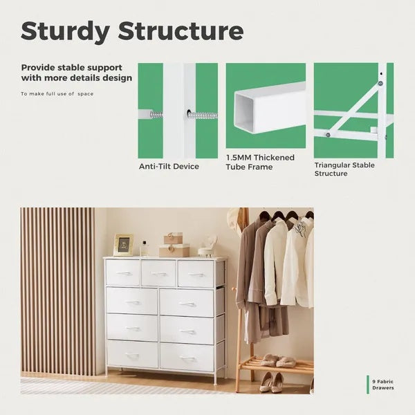 Tall White Dresser with Drawers – Bedroom Storage Cabinet