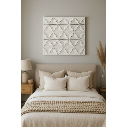 Handcrafted White Square MDF Wall Decor – 16"x16" Elegant Home Accent