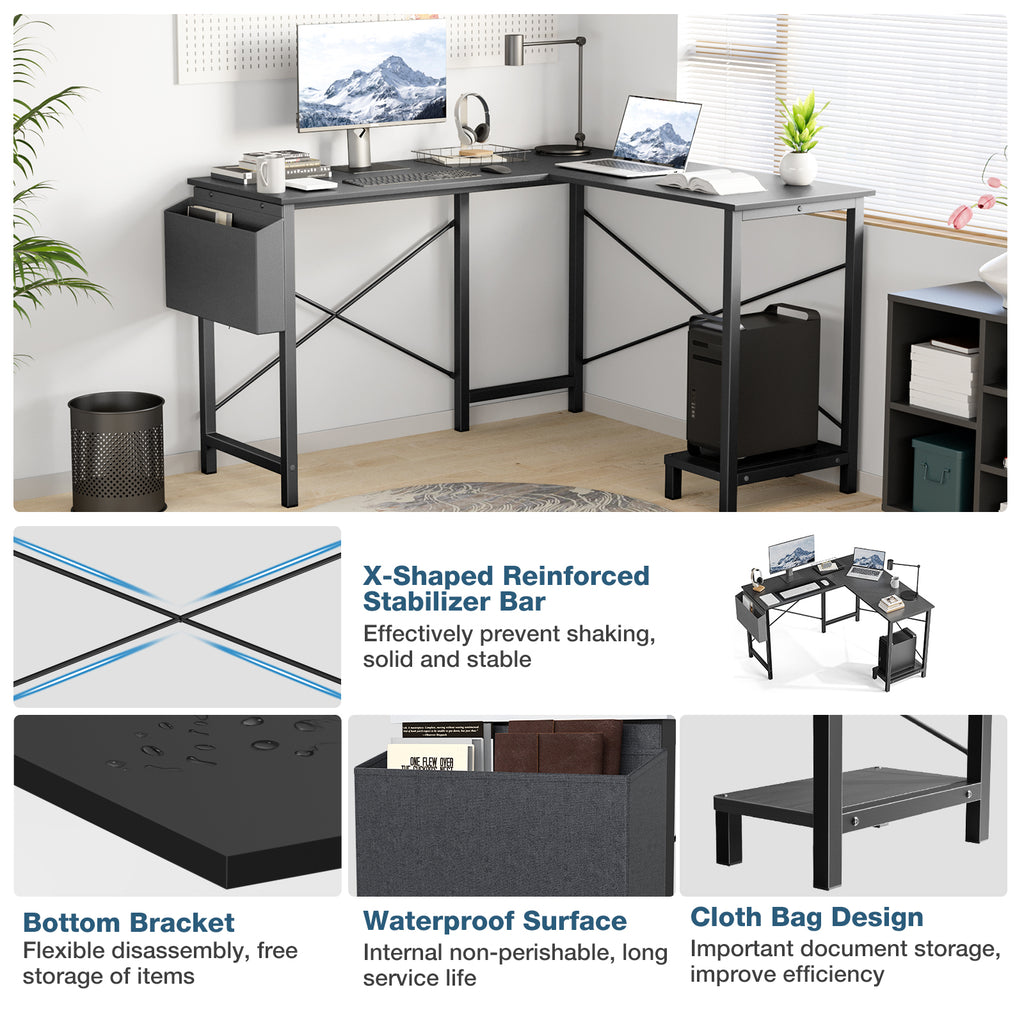 L-Shaped Computer Desk – Corner Gaming & Home Office Desk with Storage