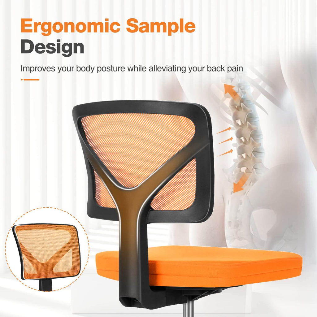 Low Back Mesh Armless Office Chair – Swivel Desk Chair with Height Adjustment