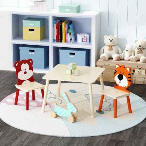 Solid Wood Kids Table & 2 Chair Set – Children’s Activity Play Table