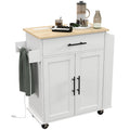 Kitchen Rolling Island with Power Outlets, Drawer & Spice Rack – Mobile Kitchen Cart