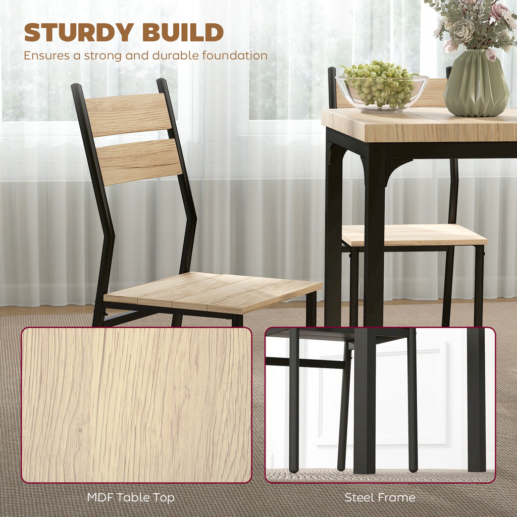 3-Piece Rustic Industrial Dining Set – Bar Table with 2 Slat-Back Chairs