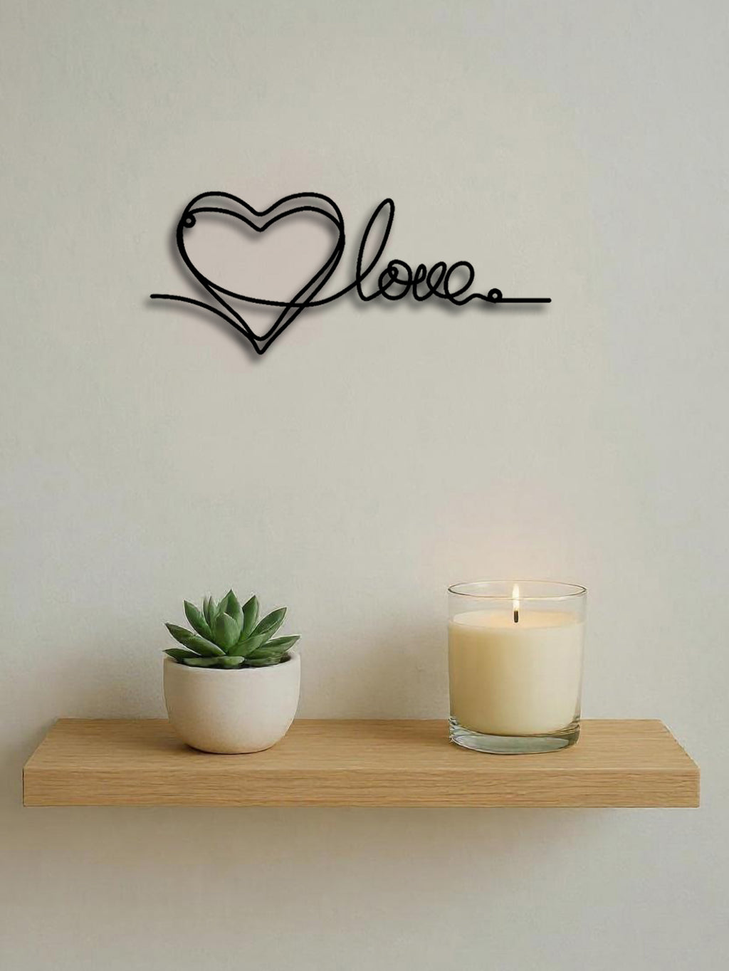 Metal Heart Wall Art – Minimalist Love Line Art Pendant Home Decor