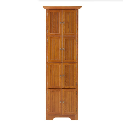 72" Corner Kitchen Pantry Cabinet – 4-Tier, 8-Door Tall Storage with Adjustable Shelves