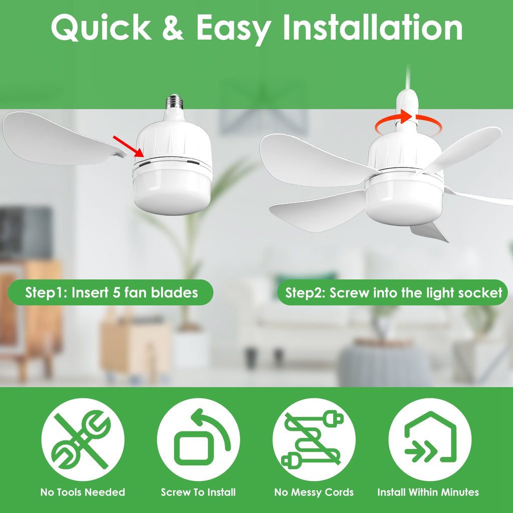 12W LED Ceiling Fan Light – Dimmable, 3 Speeds, Remote Control, E27 Socket