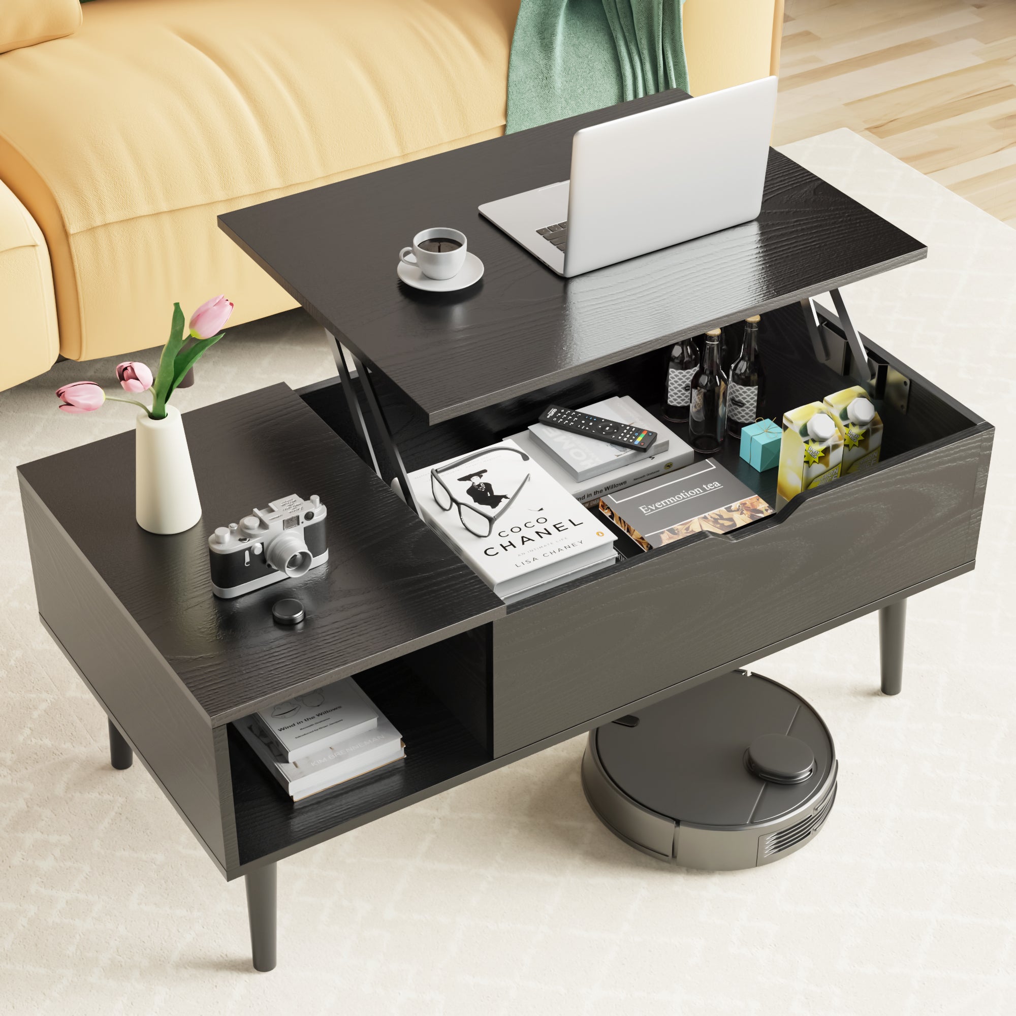 Lift-Top Coffee Table with Hidden Storage – Modern Living Room Table