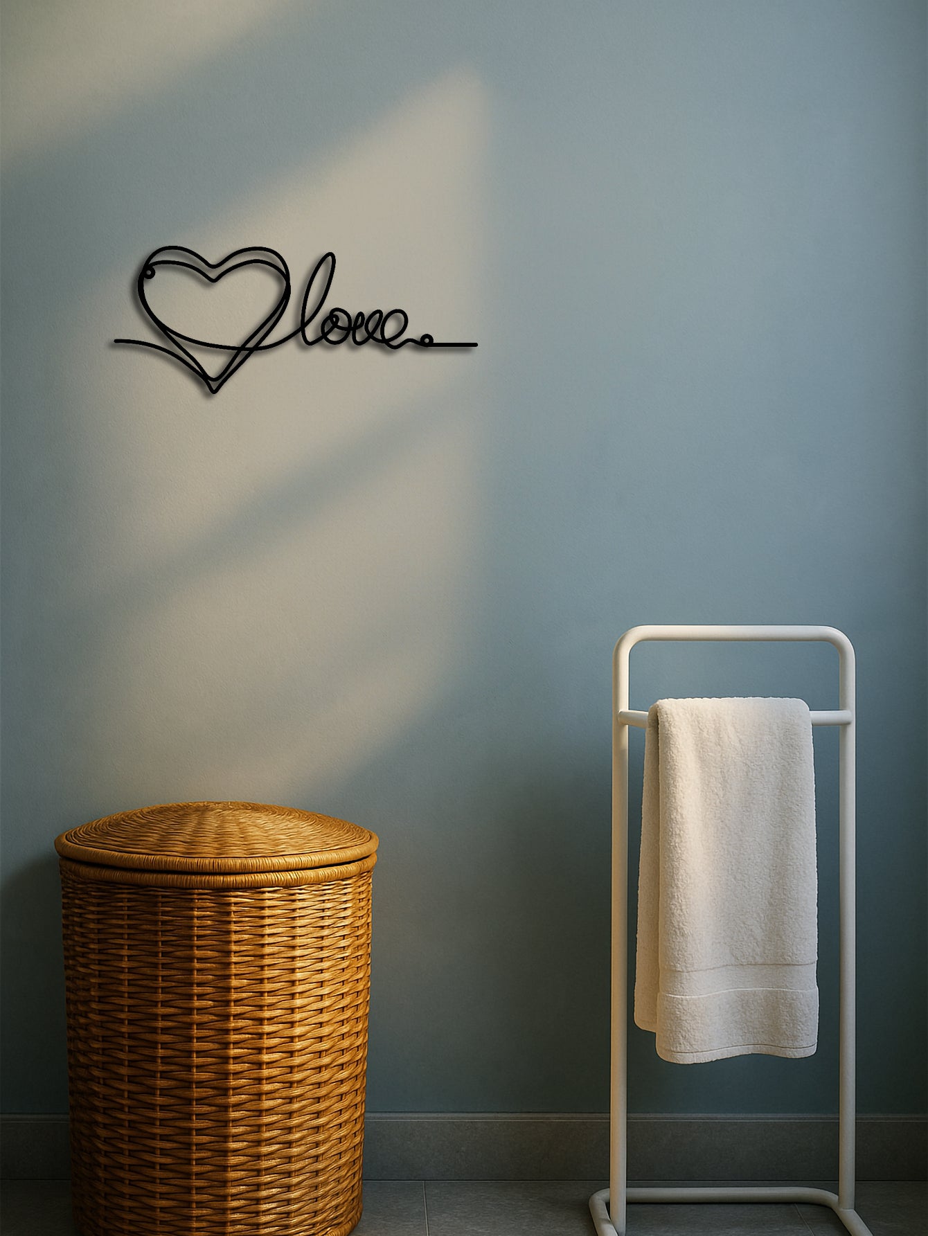 Metal Heart Wall Art – Minimalist Love Line Art Pendant Home Decor