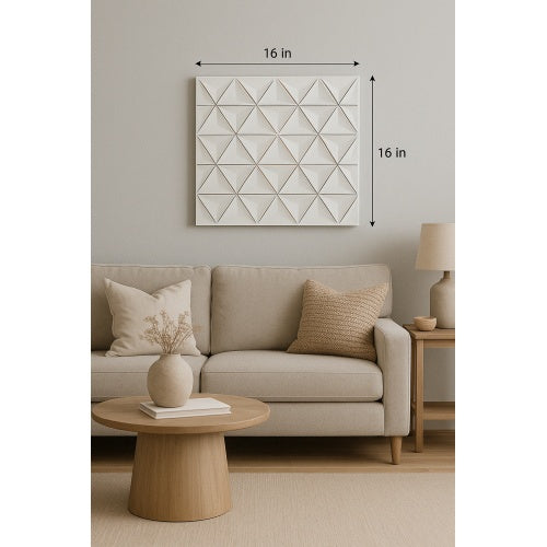 Handcrafted White Square MDF Wall Decor – 16"x16" Elegant Home Accent