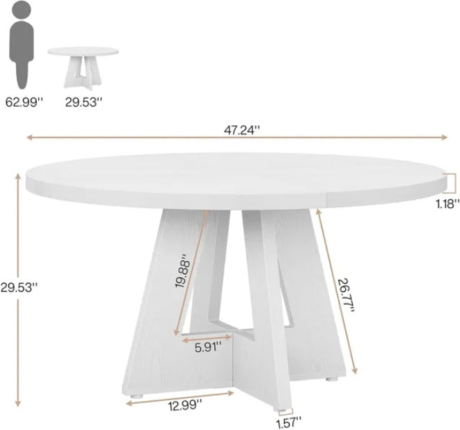 Modern White Dining Table – Seats 4, Compact Kitchen & Dining Room Table