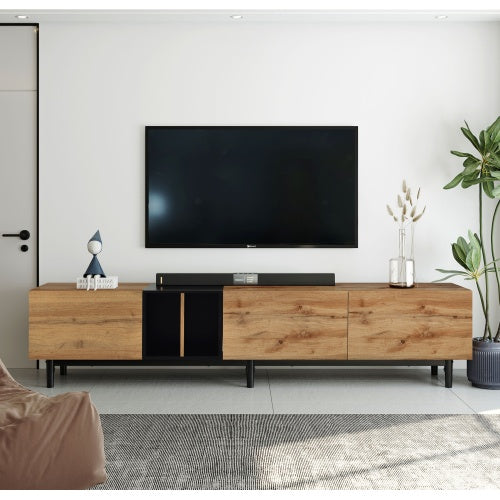 Modern TV Stand for 80" TVs – 76.8" Wide Entertainment Console with Storage