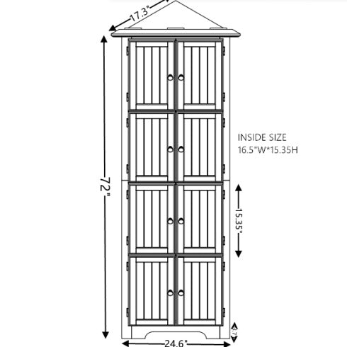 72" Corner Kitchen Pantry Cabinet – 4-Tier, 8-Door Tall Storage with Adjustable Shelves