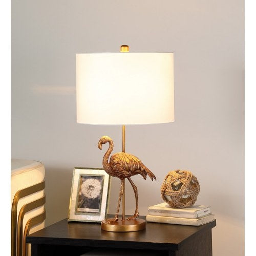 Matte Gold Flamingo Resin Table Lamp – 26" Decorative Bedside Light