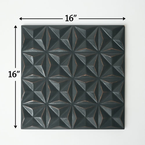 Handcrafted Black Square MDF Wall Decor – 16"x16" Elegant Home Accent