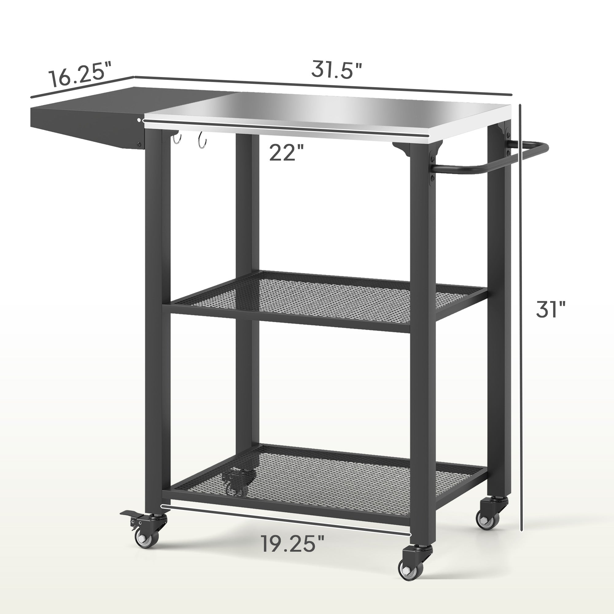 Stainless Steel Outdoor Grill Cart with Foldable Side Table – BBQ Station on Wheels