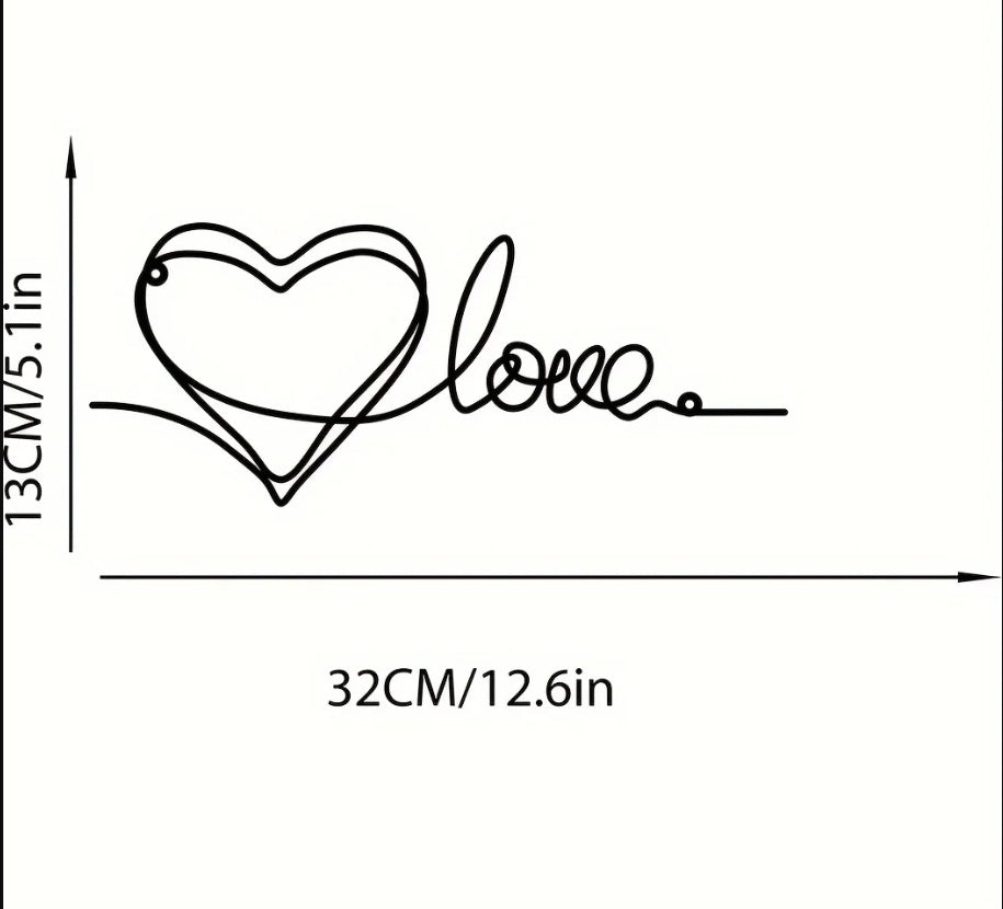 Metal Heart Wall Art – Minimalist Love Line Art Pendant Home Decor